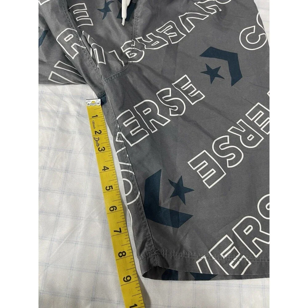 Converse Boys Swim Trunks Size Large L 12-13 Gray Blue Logo Board Shorts Mesh